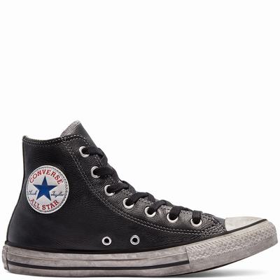 Converse Chuck Taylor All Star Vintage Leather - Naisten Matalavartiset Tennarit - Mustat/Valkoinen